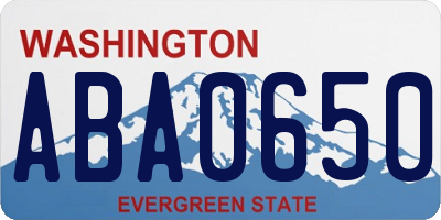 WA license plate ABA0650