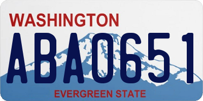 WA license plate ABA0651
