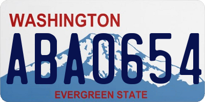 WA license plate ABA0654