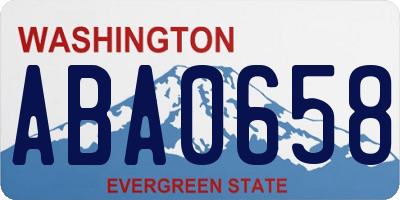 WA license plate ABA0658