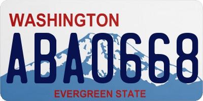 WA license plate ABA0668