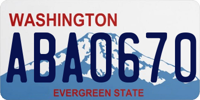 WA license plate ABA0670