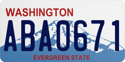 WA license plate ABA0671
