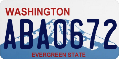 WA license plate ABA0672