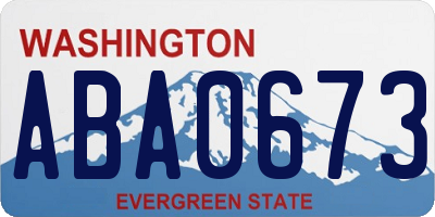 WA license plate ABA0673