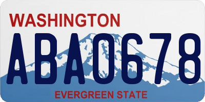 WA license plate ABA0678