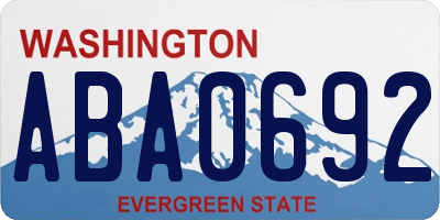 WA license plate ABA0692