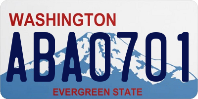 WA license plate ABA0701