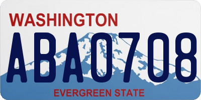 WA license plate ABA0708