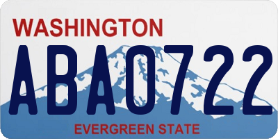WA license plate ABA0722