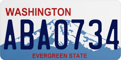 WA license plate ABA0734