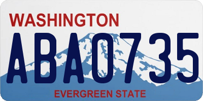 WA license plate ABA0735