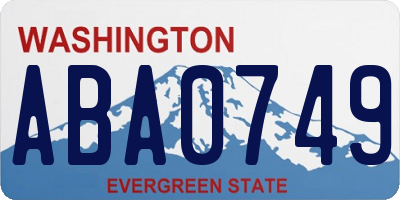 WA license plate ABA0749