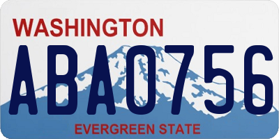 WA license plate ABA0756