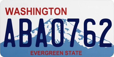 WA license plate ABA0762