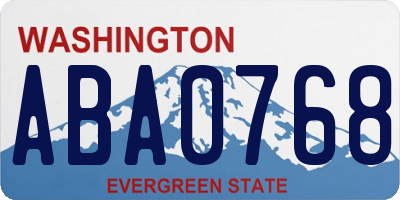 WA license plate ABA0768