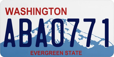 WA license plate ABA0771