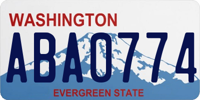 WA license plate ABA0774