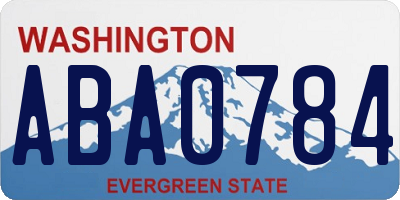 WA license plate ABA0784