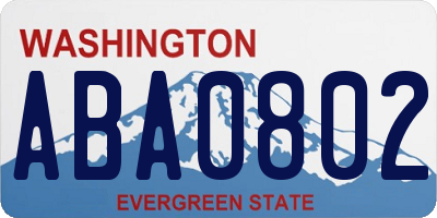 WA license plate ABA0802