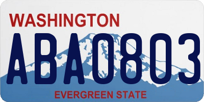 WA license plate ABA0803