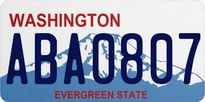 WA license plate ABA0807
