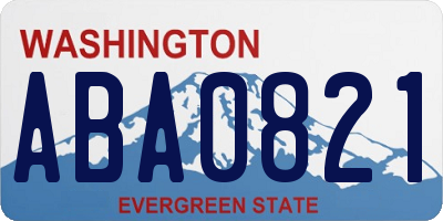 WA license plate ABA0821