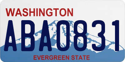 WA license plate ABA0831