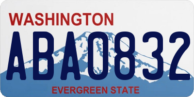 WA license plate ABA0832