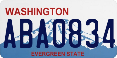 WA license plate ABA0834
