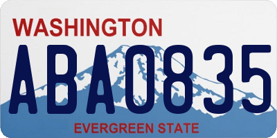 WA license plate ABA0835