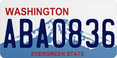 WA license plate ABA0836