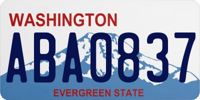 WA license plate ABA0837