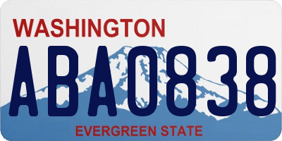 WA license plate ABA0838