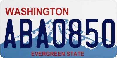 WA license plate ABA0850
