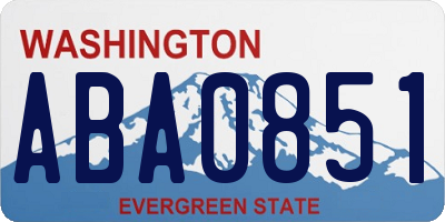 WA license plate ABA0851