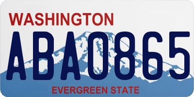 WA license plate ABA0865