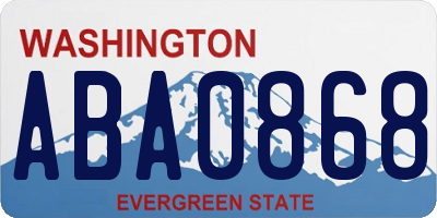 WA license plate ABA0868