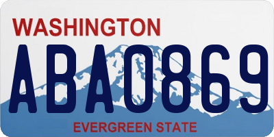 WA license plate ABA0869