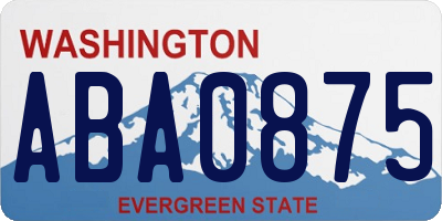 WA license plate ABA0875