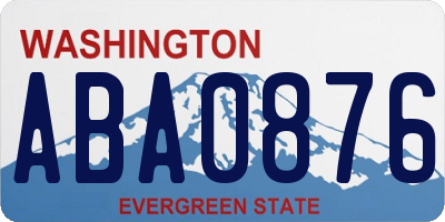 WA license plate ABA0876