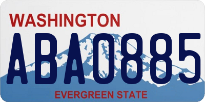 WA license plate ABA0885