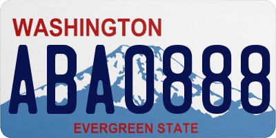 WA license plate ABA0888