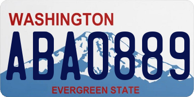 WA license plate ABA0889