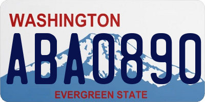 WA license plate ABA0890