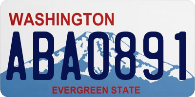 WA license plate ABA0891