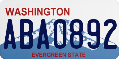 WA license plate ABA0892