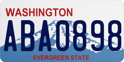 WA license plate ABA0898