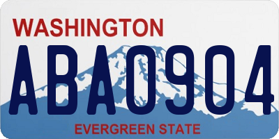 WA license plate ABA0904