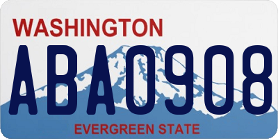 WA license plate ABA0908